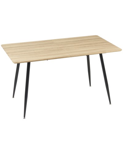  Tavolo da Cucina per 4 Persone in MDF e Acciaio, 140x80x76cm, Colore Legno e Nero