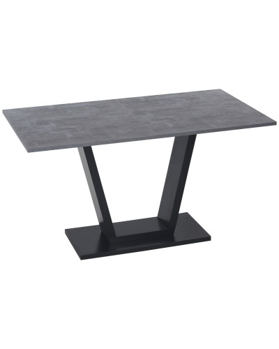  Tavolo da Pranzo per 4-6 persone con Piano Effetto Marmo e Base in Acciaio, 140x80x76cm, Nero