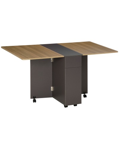Chipboard Folding Dining Table with 2 Drawers, 1 Cabinet, Max. 6 People, 140x76x76 cm