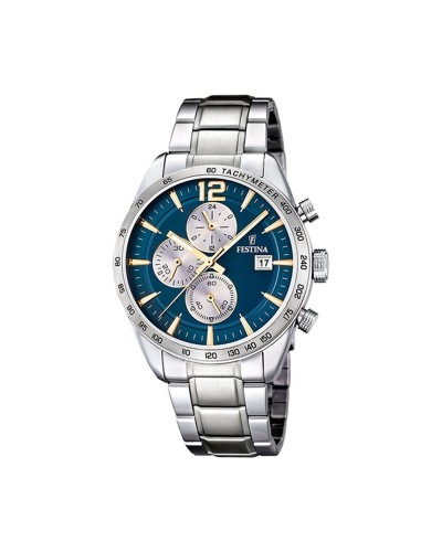 Festina F16759/7: Herrenuhr Chronograph Edelstahl Silber/Blau
