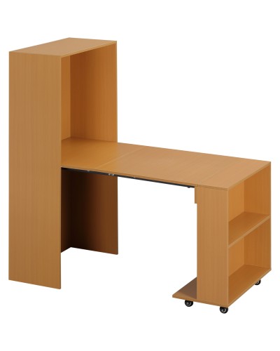  Tavolo Pieghevole da Pranzo max 3 Persone, in Truciolato e Acciaio, 75x144x144.5 cm, color Legno