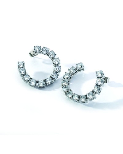 AN Jewels Boucles d'oreilles Femme ELOI Argent 925 Cercle Zircons Scintillants
