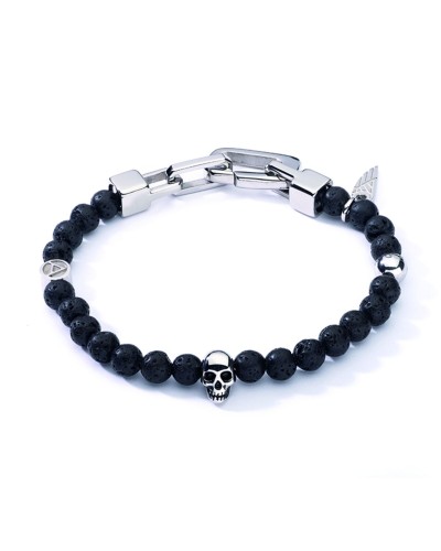 AN Jewels Bracelet Homme Noir Acier Inoxydable - Design Élégant
