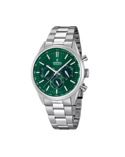 Festina Reloj Hombre F16820/R: Verde, Plateado, Deportivo
