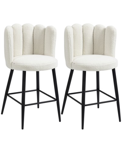 Kitchen Stools Set of 2 Polyester, Steel, and Foam with Adjustable Footrest, 52x53x93 cm