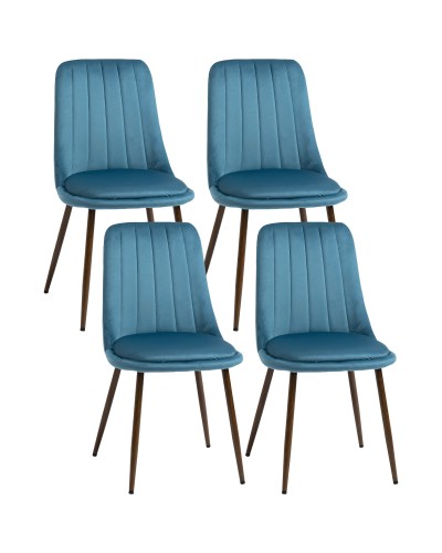  Sedie da Cucina Imbottite, Set 4 Pezzi in Poliestere e Acciaio, 47x55x86 cm, Blu