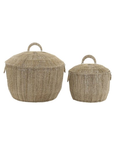 Korisetti DKD Home Decor Ruskea Monivärinen Luonnollinen Juutti Metalli Boho 51 x 51 x 48 cm