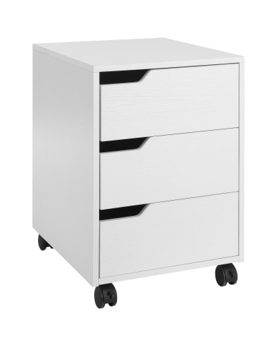 3-Drawer Office Cabinet with Concealed Handles, Wood and Metal, 40x50x57.5 cm, White