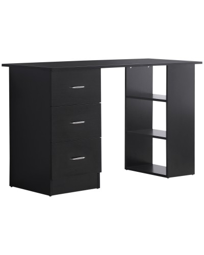 PC Desk with 3 Shelves & 3 Drawers for Bedroom & Office, MDF Wood, 120x49x72 cm, Black