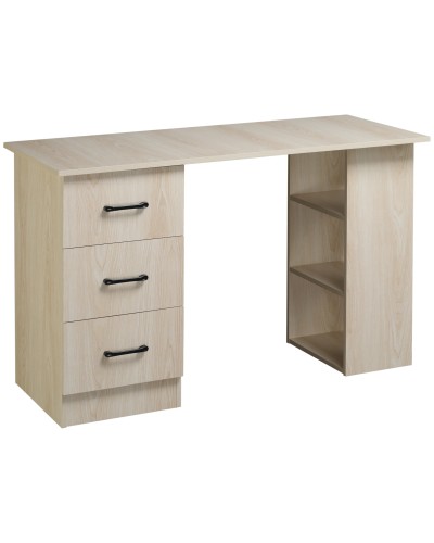 Modern PC Desk for Bedroom with 3 Drawers and 3 Wooden Shelves for Home and Office 120x49x72cm