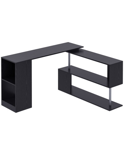  Scrivania Angolare Salvaspazio con Ripiano a S, Scrivania Moderna in Legno, 140x120x78 cm, Nero