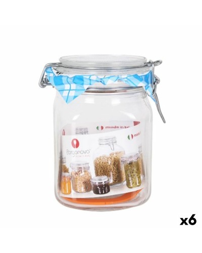 Burk Borgonovo Hermetisk Transparent Glas 1L 10,5 x 10,5 x 15,5 cm (6 antal)