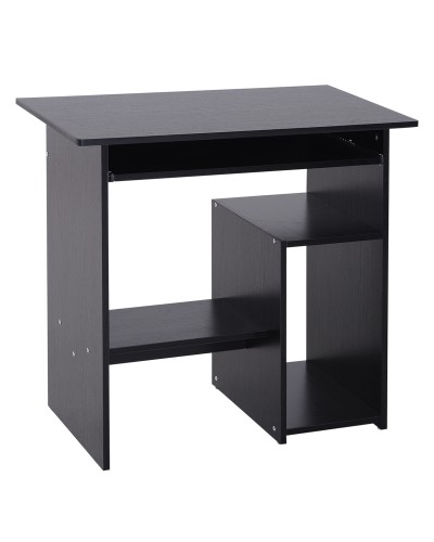 Modern Wooden PC Desk with CPU Shelf and Pull-Out Keyboard Tray, 80x45x75 cm, Black