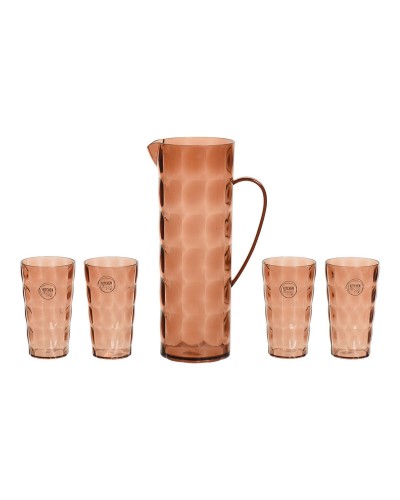 EDM 869702 Pitcher and Glass Set: Recycled Plastic (5 Pieces), Eco-Friendly and Durable
