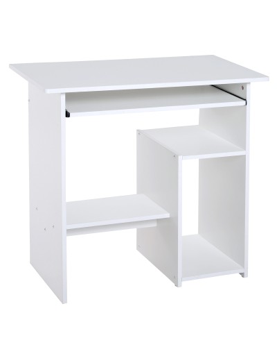  Scrivania Salvaspazio da Casa e Ufficio, Moderna Scrivania per Computer, Porta PC, Ripiano per CPU e Mensola per Tastiera Estra