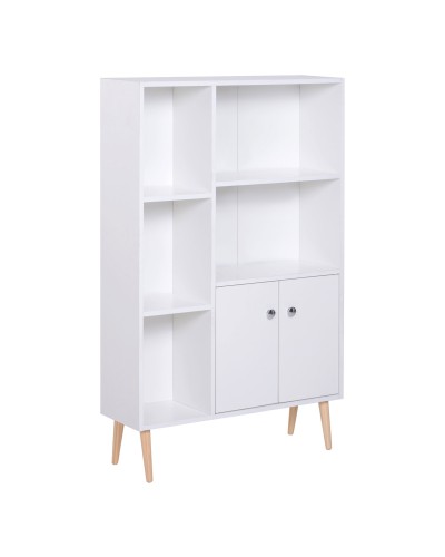 Mobiletto Libreria con Piedini in Legno di Pino Bianco 80x23.5x123cm