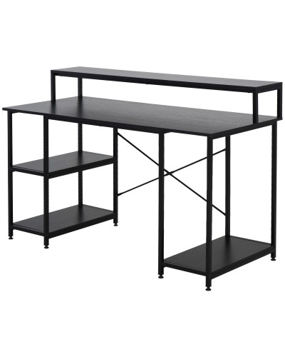 Computer Desk with Monitor and CPU Shelves, Home Office Desk for Study and Work, Black, 140 x 60 x 93cm