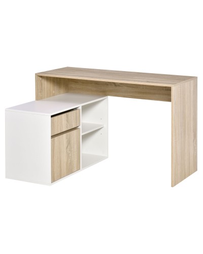  Scrivania Angolare, Scrivania ad Angolo per Computer da Camera o Ufficio, Scrivania Salvaspazio in Legno, Rovere e Bianco