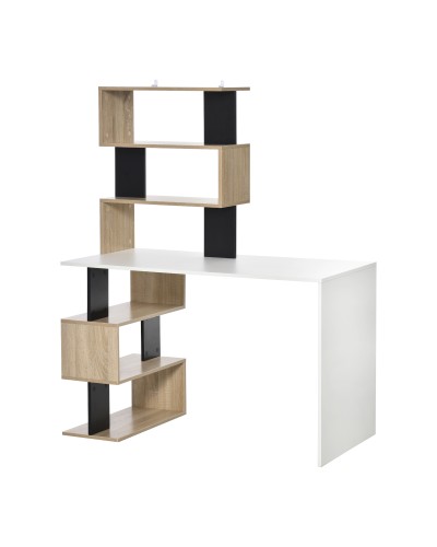  Scrivania con Libreria per Camera, Scrivania Ufficio, Scrivania Porta PC in Legno Multicolore, 120x60x148cm