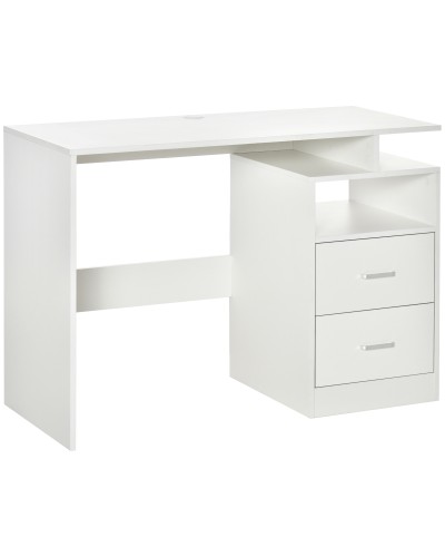  Scrivania PC Salvaspazio per Camera o Ufficio in Legno, 108x48x76cm - Bianco