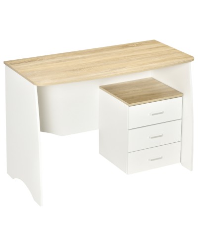  Scrivania con Cassettiera Moderna in Legno, Scrivania PC per Camera e Ufficio, 110x55x75cm