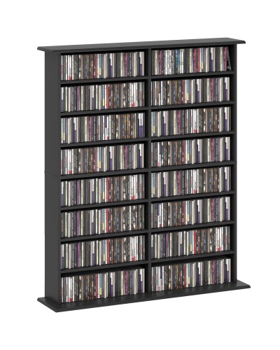  Mobile Libreria porta CD a 16 Ripiani dal Design Moderno in Legno, 106.5x24x123.7 cm, Nero