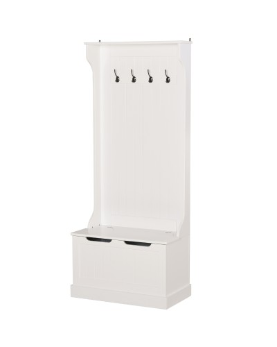  Appendiabiti da Terra Moderno 3 in 1 con 4 Ganci, Panca Contenitore e Attaccapanni, Salvaspazio Mobile da Ingresso, Corridoio, 