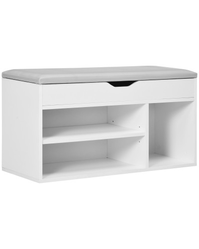  Scarpiera Salvaspazio da Ingresso Imbottita, Mobile da Ingresso con Scarpiera, con 3 Scomparti, Seduta in Pelle PU, per Soggior