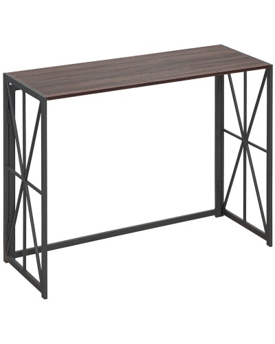  Tavolo Consolle da Ingresso Stile Industriale Pieghevole in Legno e Metallo, 100x38x80cm, Marrone