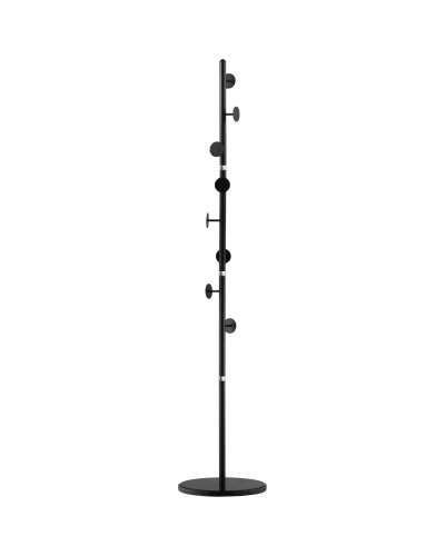 Floor Coat Rack with 8 Hooks, Steel Frame with Marble Base, 35x35x170cm, Black