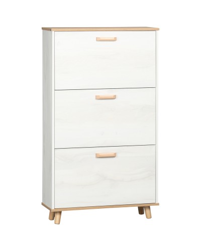  Mobile Scarpiera Salvaspazio in Truciolato con 3 Cassetti e 2 Ripiani Interni Regolabili, 70x23.5x122 cm, Bianco