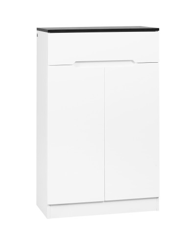  Scarpiera Slim da 12 Paia max per Ingressi con 3 Ripiani Regolabili e Cassetto, in Truciolato Bianco, 60x32x100 cm