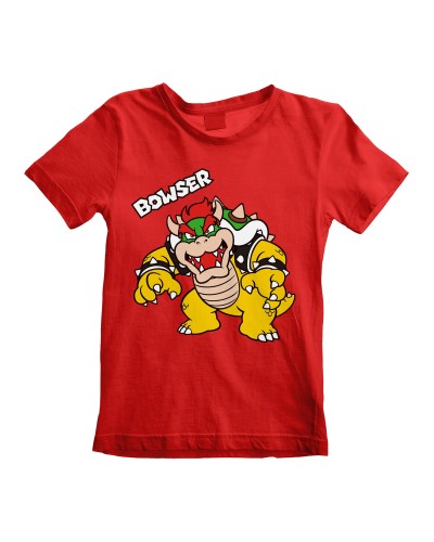 Barn T-shirt med kortärm Super Mario Bowser Text Röd