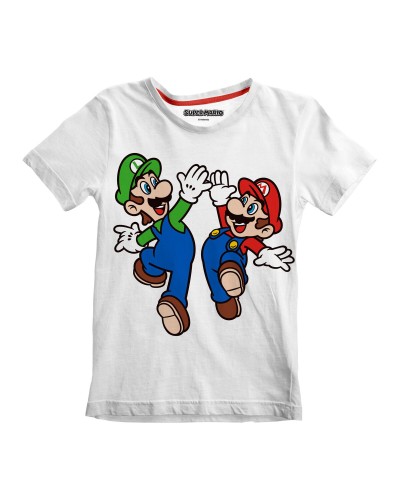 Maglia Bambino Super Mario & Luigi Bianca - Maniche Corte Cotone
