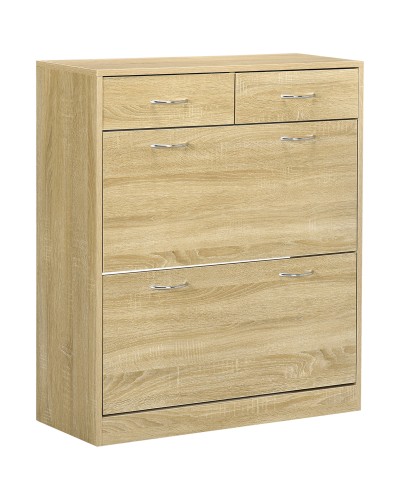  Mobile Scarpiera in Truciolato con 2 Ripiani Interni Regolabili e 2 Cassetti, 80x30x91.5 cm