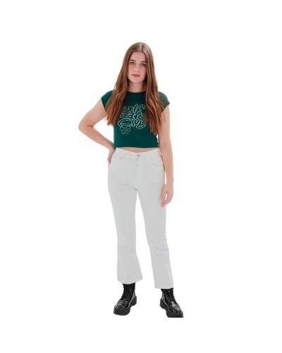 24COLOURS Pantalones Blancos Mujer - Algodón Elástico - Casual & Elegante
