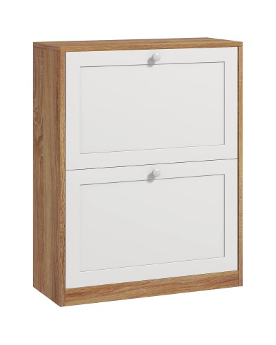  Scarpiera Slim con 3 Ripiani Regolabili a 2 Livelli per 12 Paia, in Truciolato e MDF, 60x24.5x75.5 cm