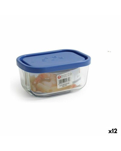 Boîte à déjeuner rectangulaire Borgonovo Bleu 400 ml : conservation sûre pour des repas frais.
