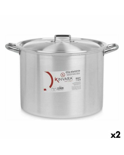 Ollas Plateadas de Aluminio (2 uds) Ø 34 cm con Tapas
