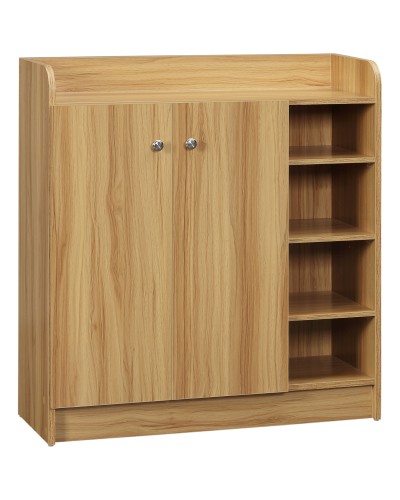  Armadio Scarpiera Salvaspazio e Moderno in Legno per 12 Paia con 4 Ripiani Aperti, 83x30x90 cm, Marrone Chiaro