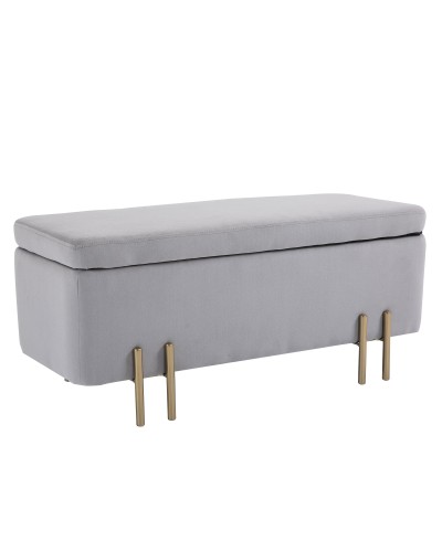  Panca Contenitore Imbottita per Soggiorno e Camera da Letto, 100 x 40 x 42 cm, Grigio