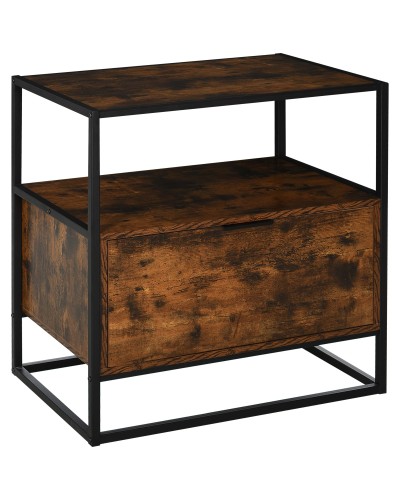  Credenza in Stile Industriale, Comò Vintage in Legno e Metallo per Soggiorno o Camera con 1 Cassetto 73x45.5x76cm