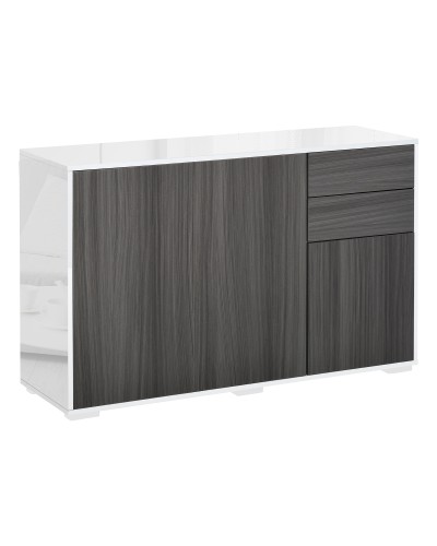 Multipurpose Cabinet Sideboard for Living Room, Kitchen, Office, 2 Drawers and 2 Push-to-Open Cabinets, Grey
