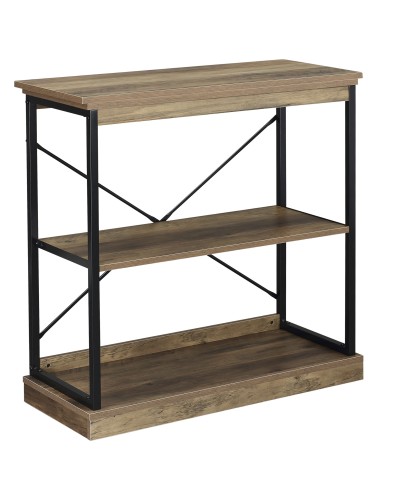  Scaffale in Stile Industriale, Scaffale Libreria in Legno Marrone e Metallo Nero, 80x36x81.3cm