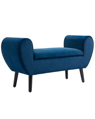  Panca Contenitore Imbottita per Interno in Tessuto Vellutato con Braccioli, 118x42x66cm - Blu