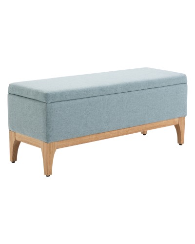  Panca Imbottita Contenitore in Tessuto con Design Scandinavo, 110x39x45Acm - Azzurro