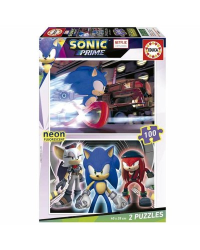 Educa Sonic Neon - Set of 2 Puzzles 100 Pieces - Educational Fun
