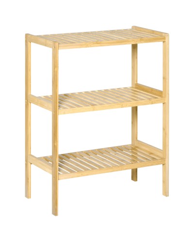 Bamboo 3-Tier Multipurpose Shelf Space Saver, Bathroom, Living Room and Kitchen Organizer, Easy Assembly, 62x33x80cm, Color