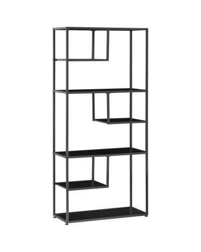 7-Tier Bookshelf, Chipboard and Steel Bookcase for Living Room, Bedroom, Office, 83x34x180 cm, Black