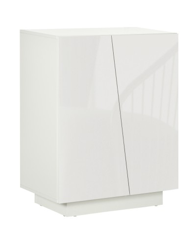 White Particleboard 3-Tier Multi-Purpose Cabinet with Adjustable Shelf, 70x40x88 cm
